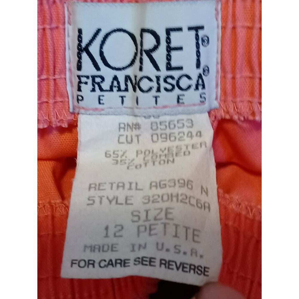 Vintage Womens Koret Francisca Shorts Size 12 Petite Color Melon Made in USA - Picture 3 of 4